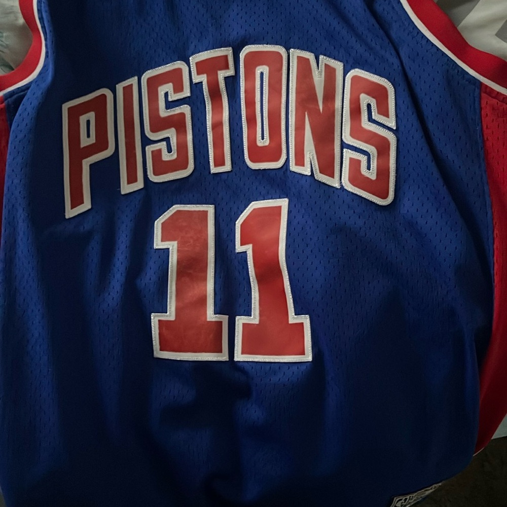 Pistons Blue and Red Jersey Isiah Thomas 1989 retro Hardwood classic